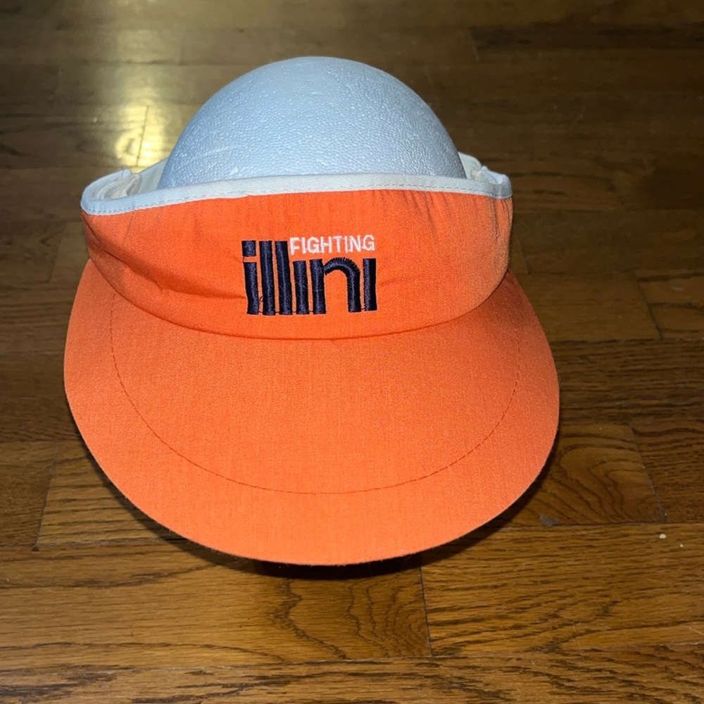 Vintage 80's made in the USA orange fighting Illini spell out adjustable visor